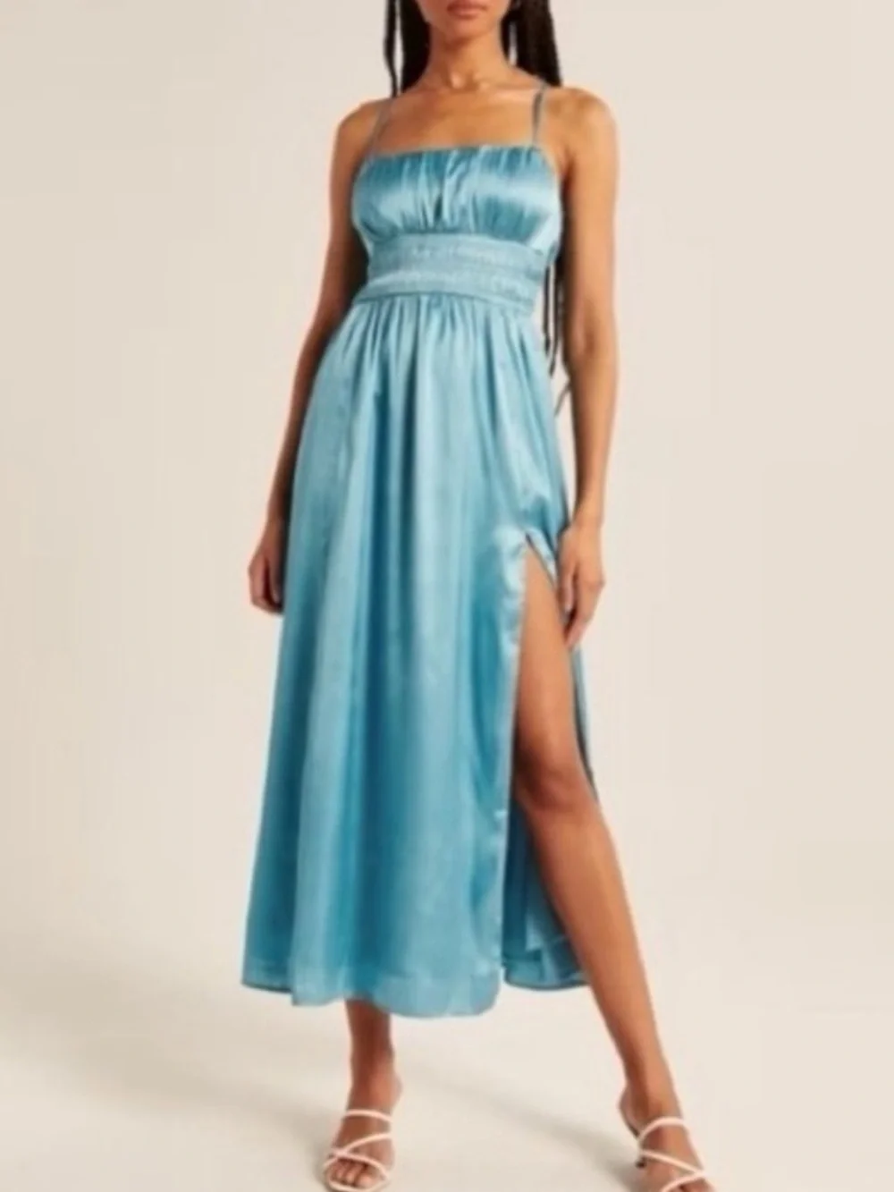 Abercrombie & Fitch Light Blue Spaghetti-Strap Maxi Dress